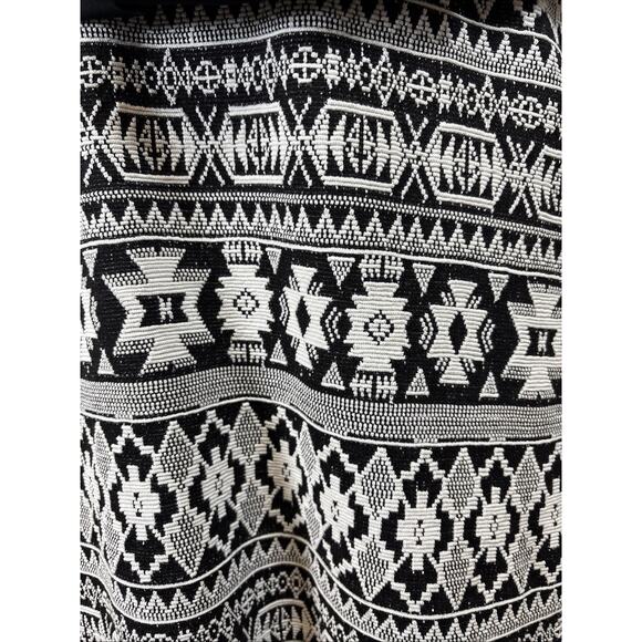 Fifteen Twenty Black Cowl Neck Halter Back Geo Tribal Knit Drop Waist Dress M - Picture 2 of 10